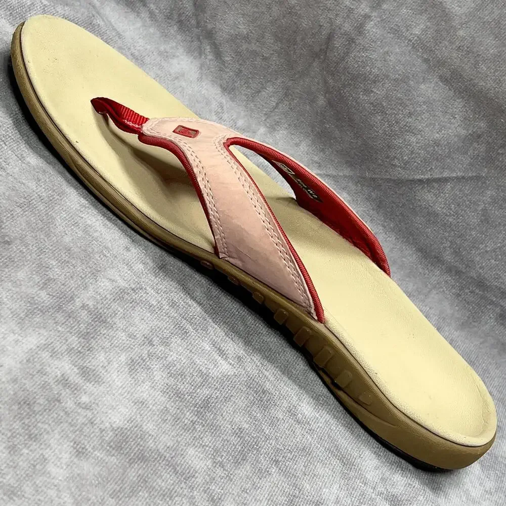 Spenco Sandals Womens 8 Pink Yumi Faux Leather Thong Arch Support Comfort